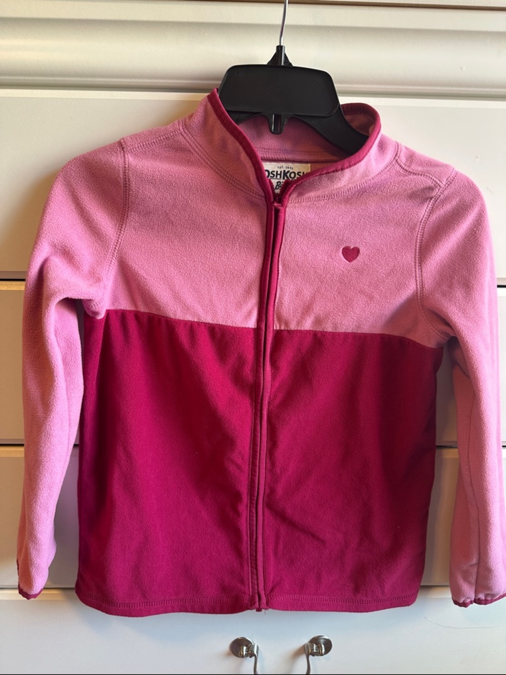 OshKosh B'gosh Pink Two-Tone Heart Zip Fleece Jacket